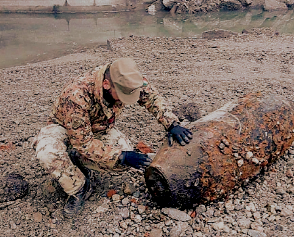 Ancora una bomba degli Alleati della seconda guerra mondiale trovata inesplosa in riva al Po