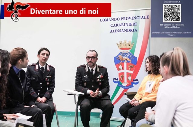 Studenti del Liceo Scientifico “Galilei” di Alessandria a lezione dai Carabinieri su come diventare Ufficiali dell’Arma